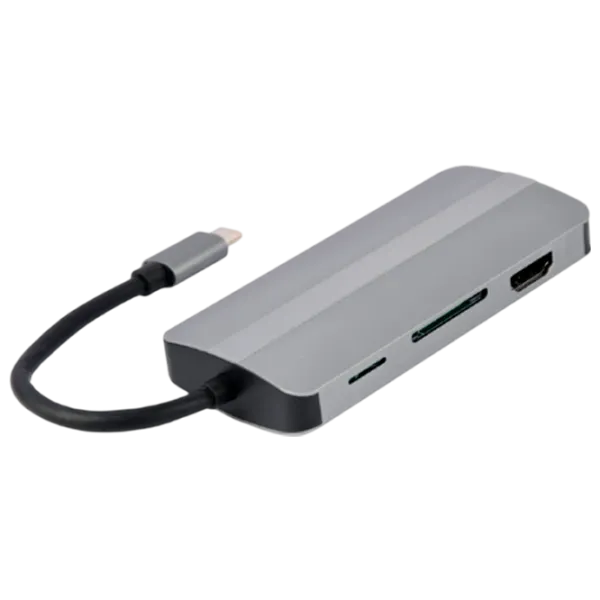 Адаптер Hub Cablexpert A-CM-COMBO8-02 USB Type-C/ Серебристый photo 2 Адаптер Hub Cablexpert A-CM-COMBO8-02 USB Type-C/ Серебристый photo 2