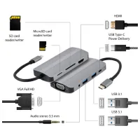 Adaptor Hub Cablexpert A-CM-COMBO8-02 USB Type-C/ Silver photo 3