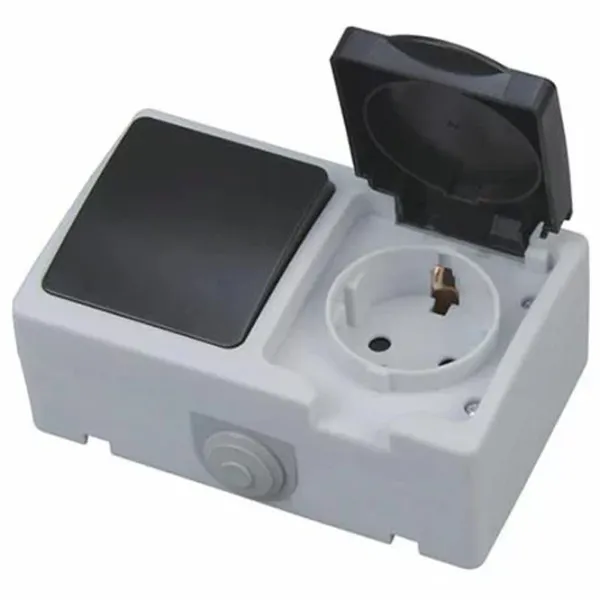 Priză combinată Horoz 112100000301 250 V/ Type-F/ Gray photo 1