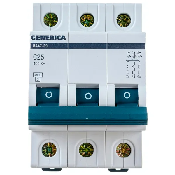 Автоматический выключатель Generica MVA25-3-025-C Модульная/ 25 A photo 1