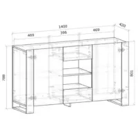 Комод Magnusplus Combo C05 78.8 x 140 x 42.1см/ ДСП/ Дуб - Графит photo 3