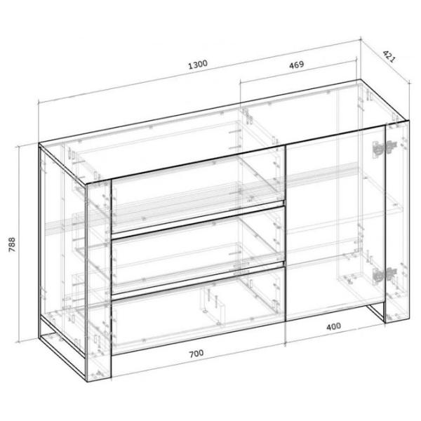 Comodă Magnus Combo C22 78.8 x 130 x 42.1/ LPAL/ Oak - Graphite photo 2 Comodă Magnus Combo C22 78.8 x 130 x 42.1/ LPAL/ Oak - Graphite photo 2