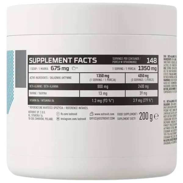 Energizant OstroVit Beta Alanine (5902232611632) 200 g photo 2 Energizant OstroVit Beta Alanine (5902232611632) 200 g photo 2