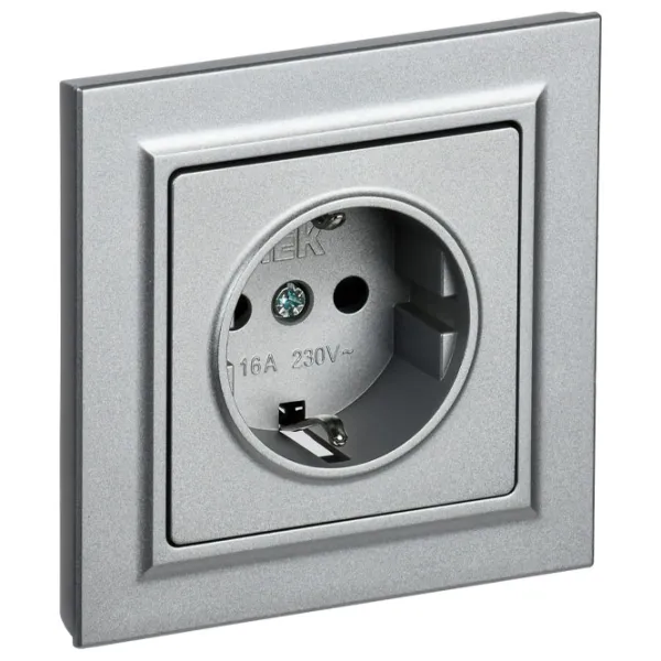 Розетка IEK BR-R14-16-K47-F 230 В/ Type-F/ Серебристый photo 1