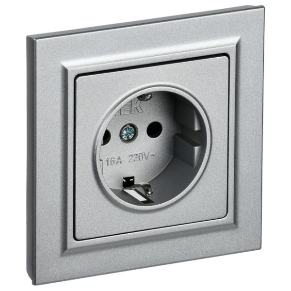 Розетка IEK BR-R14-16-K47-F 230 В/ Type-F/ Серебристый photo 1