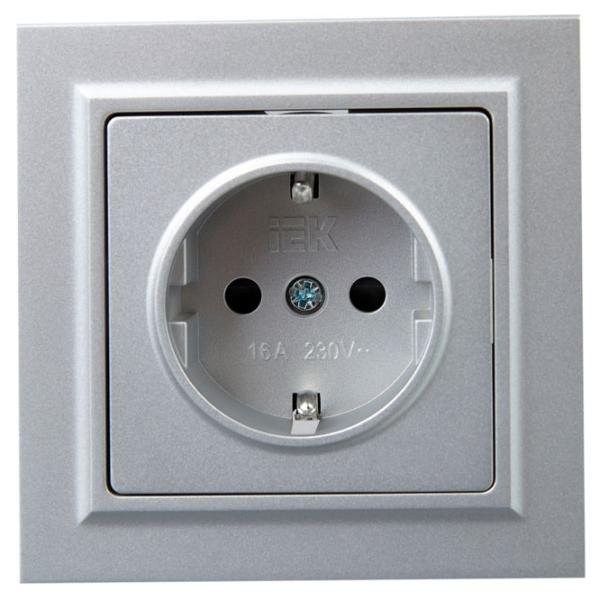Розетка IEK BR-R14-16-K47-F 230 В/ Type-F/ Серебристый photo 2