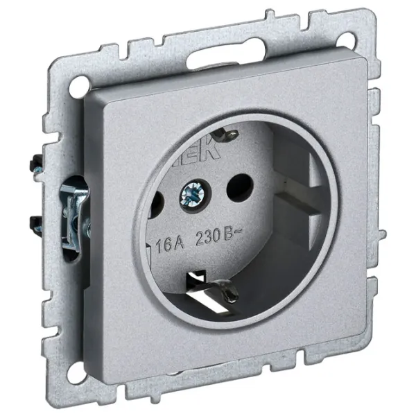 Priză IEK BR-R14-16-K47 230 V/ Type-F/ Silver photo 1