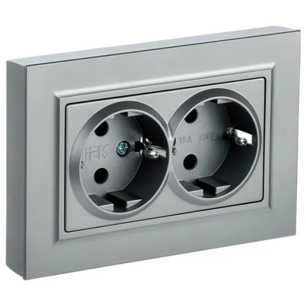 Priză IEK BR-R21-16-K47-F 230 V/ Type-F/ Silver photo 1 Priză IEK BR-R21-16-K47-F 230 V/ Type-F/ Silver photo 1