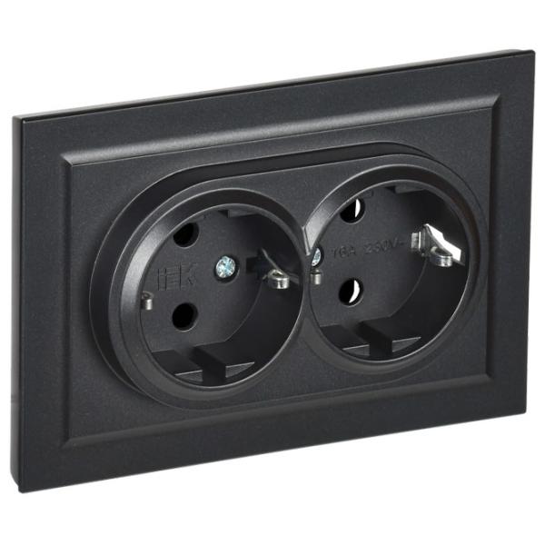 Priză IEK BR-R21-16-K02-F 230 V/ Type-F/ Black photo 1 Priză IEK BR-R21-16-K02-F 230 V/ Type-F/ Black photo 1