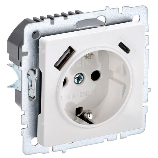 Priză IEK BR-R14-16-U22-018-K01 230 V/ Type-F/ White photo 1 Priză IEK BR-R14-16-U22-018-K01 230 V/ Type-F/ White photo 1