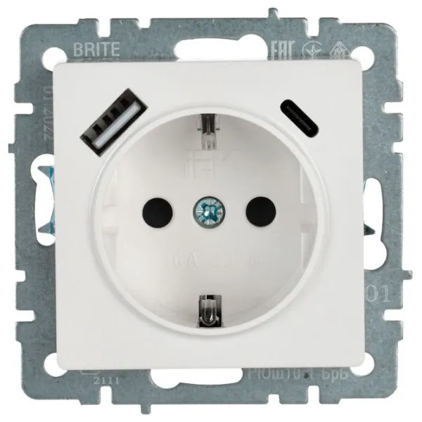Priză IEK BR-R14-16-U22-018-K01 230 V/ Type-F/ White photo 2 Priză IEK BR-R14-16-U22-018-K01 230 V/ Type-F/ White photo 2