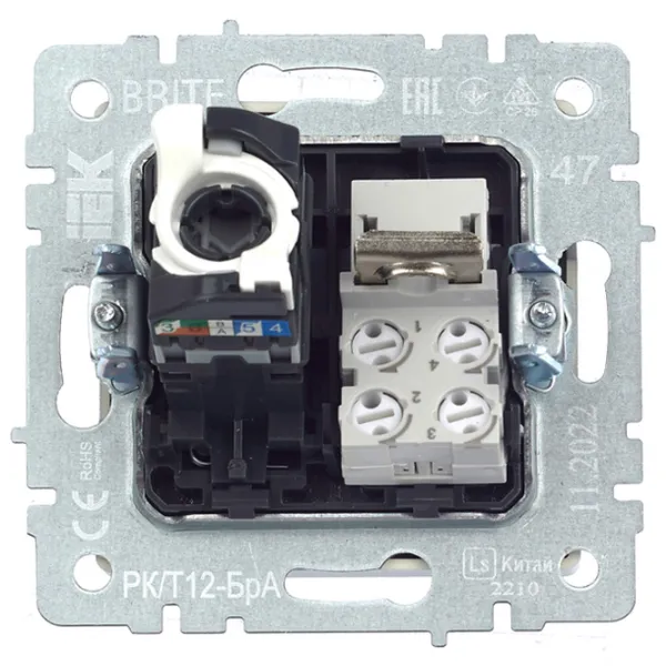 Розетка IEK BR-KT20-O-1-K47 RJ-11/ Серебристый photo 4