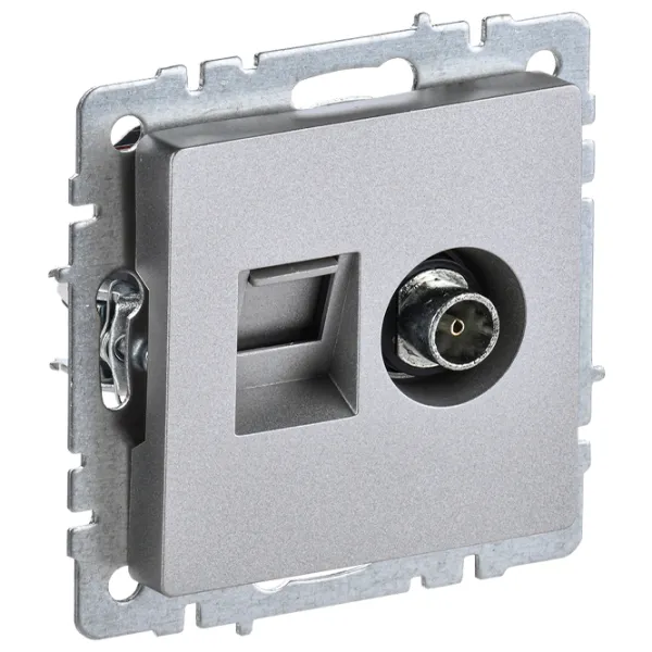 Розетка IEK BR-AK20-1-K47 230 В/ Тв/ Серебристый photo 1