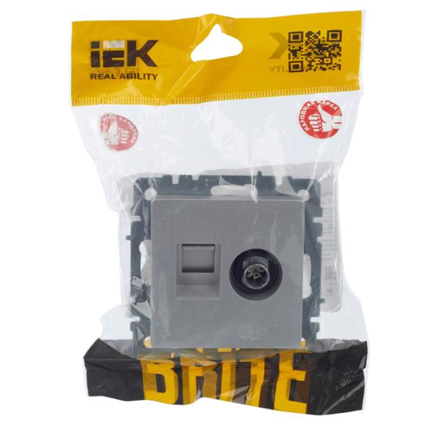 Розетка IEK BR-AK20-1-K47 230 В/ Тв/ Серебристый photo 6