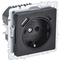 Priză IEK BR-R14-16-U22-018-K02 230 V/ Type-F/ Black