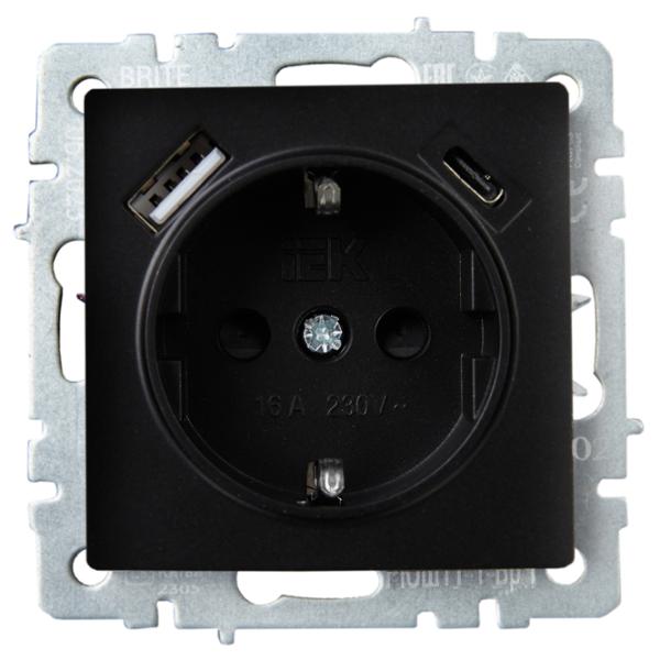 Priză IEK BR-R14-16-U22-018-K02 230 V/ Type-F/ Black photo 2 Priză IEK BR-R14-16-U22-018-K02 230 V/ Type-F/ Black photo 2