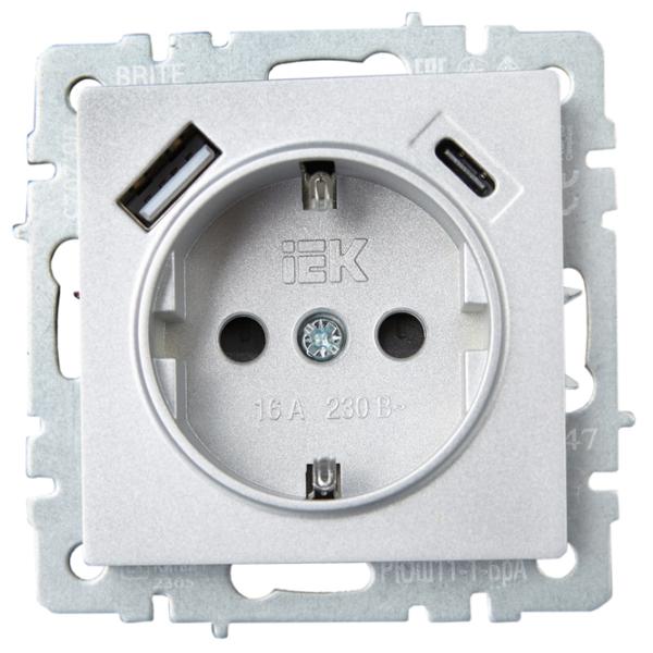 Priză IEK BR-R14-16-U22-018-K47 230 V/ Type-F/ Silver photo 3 Priză IEK BR-R14-16-U22-018-K47 230 V/ Type-F/ Silver photo 3
