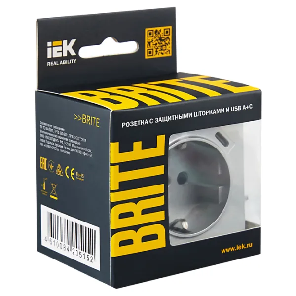 Priză IEK BR-R14-16-U22-018-K47 230 V/ Type-F/ Silver photo 5 Priză IEK BR-R14-16-U22-018-K47 230 V/ Type-F/ Silver photo 5