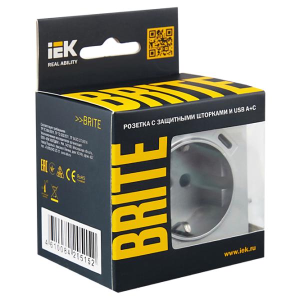 Priză IEK BR-R14-16-U22-018-K47 230 V/ Type-F/ Silver photo 5 Priză IEK BR-R14-16-U22-018-K47 230 V/ Type-F/ Silver photo 5
