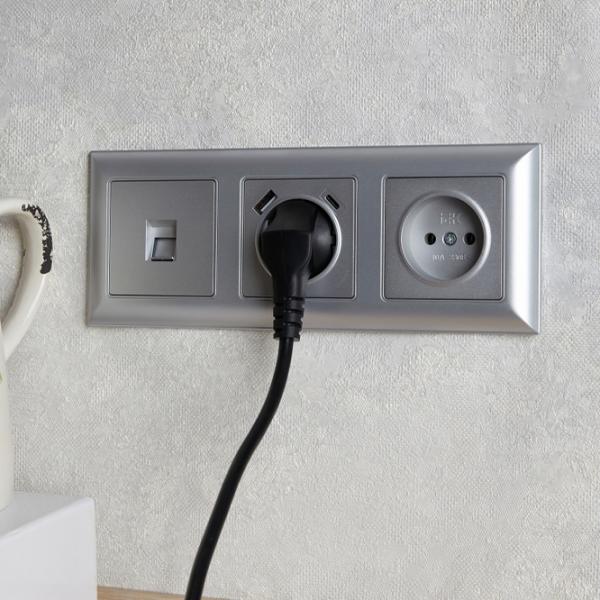 Priză IEK BR-R14-16-U22-018-K47 230 V/ Type-F/ Silver photo 6 Priză IEK BR-R14-16-U22-018-K47 230 V/ Type-F/ Silver photo 6