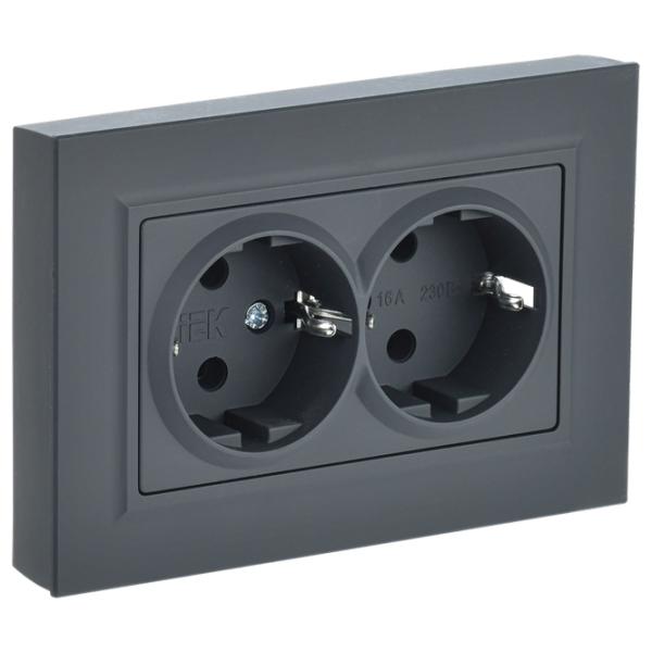 Priză IEK BR-R21-16-K53-F 230 V/ Type-F/ Graphite photo 1 Priză IEK BR-R21-16-K53-F 230 V/ Type-F/ Graphite photo 1