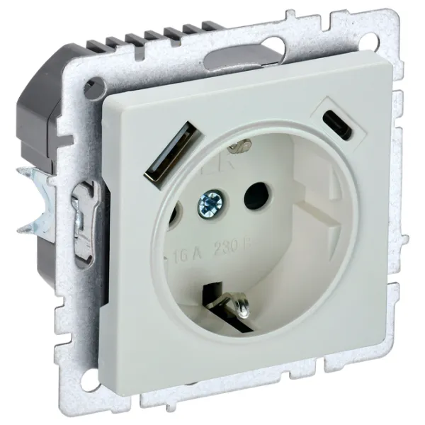 Priză IEK BR-R14-16-U22-018-K36 230 V/ Type-F/ Pearl photo 1 Priză IEK BR-R14-16-U22-018-K36 230 V/ Type-F/ Pearl photo 1
