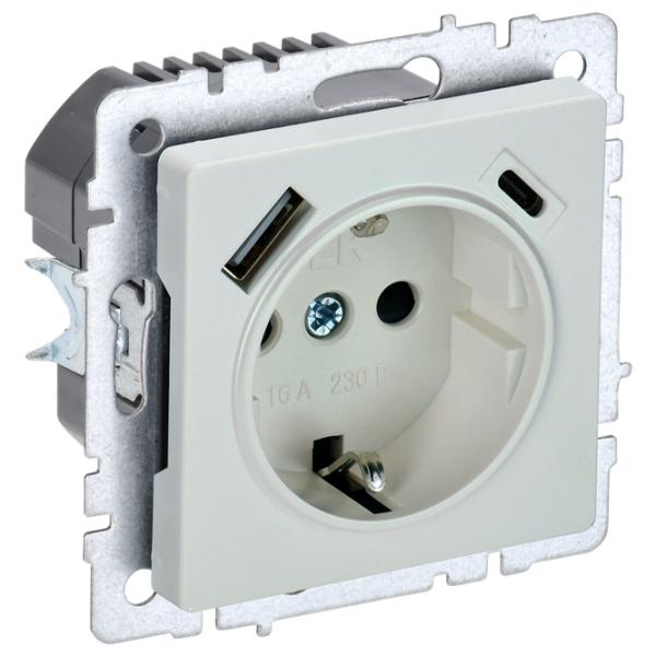 Priză IEK BR-R14-16-U22-018-K36 230 V/ Type-F/ Pearl photo 1 Priză IEK BR-R14-16-U22-018-K36 230 V/ Type-F/ Pearl photo 1
