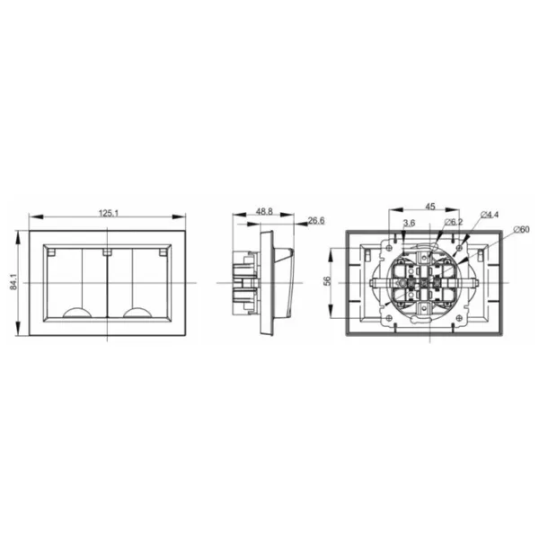 Priză IEK BR-R26-16-44-K35-F 230 V/ Type-F/ Sea wave photo 2 Priză IEK BR-R26-16-44-K35-F 230 V/ Type-F/ Sea wave photo 2