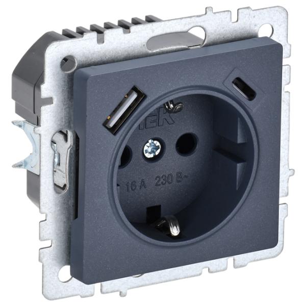 Priză IEK BR-R14-16-U22-018-K35 230 V/ Type-F/ Sea wave photo 1 Priză IEK BR-R14-16-U22-018-K35 230 V/ Type-F/ Sea wave photo 1