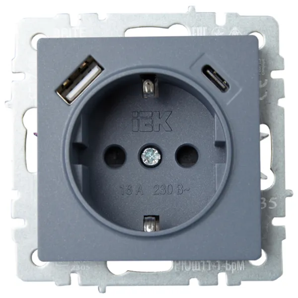 Priză IEK BR-R14-16-U22-018-K35 230 V/ Type-F/ Sea wave photo 2 Priză IEK BR-R14-16-U22-018-K35 230 V/ Type-F/ Sea wave photo 2