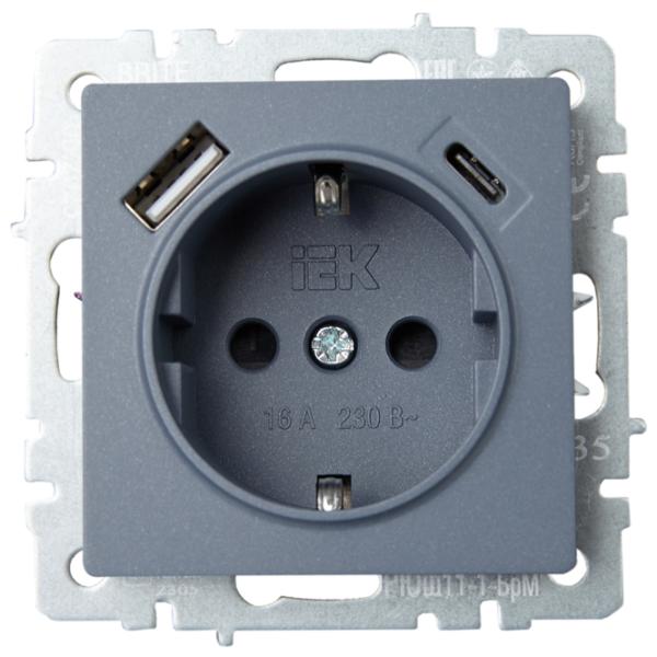 Priză IEK BR-R14-16-U22-018-K35 230 V/ Type-F/ Sea wave photo 2 Priză IEK BR-R14-16-U22-018-K35 230 V/ Type-F/ Sea wave photo 2