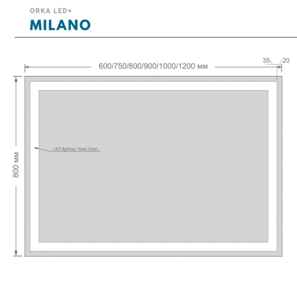 Зеркало для ванной Orka LED+ Milano Прямоугольная photo 2