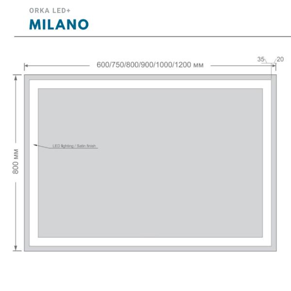 Зеркало для ванной Orka LED+ Milano Прямоугольная photo 2