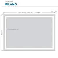 Oglindă de baie Orka LED+ Milano Aluminiu/ Dreptunghiular photo 2
