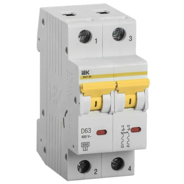 Автоматический выключатель IEK MVA41-2-063-C Модульная/ 63 A photo 1