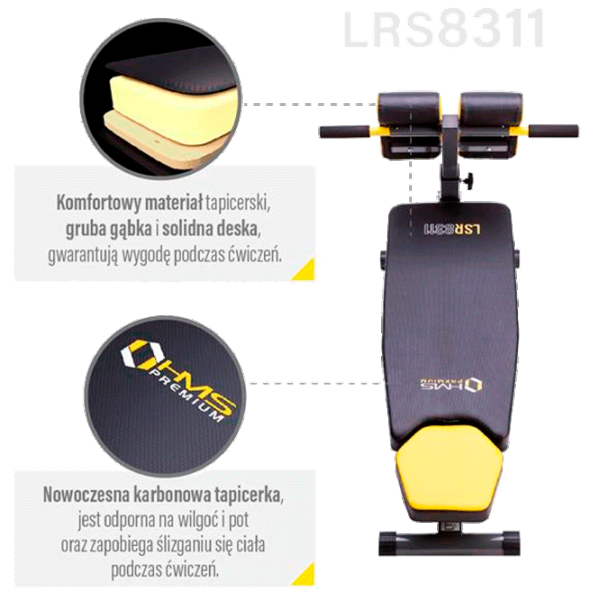Bancă fitness HMS LSR8311 Antrenamente de forță/ Black photo 4