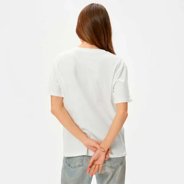 Tricou pentru femei Koton 4SAL10173IK 100% bumbac/ White photo 2 Tricou pentru femei Koton 4SAL10173IK 100% bumbac/ White photo 2