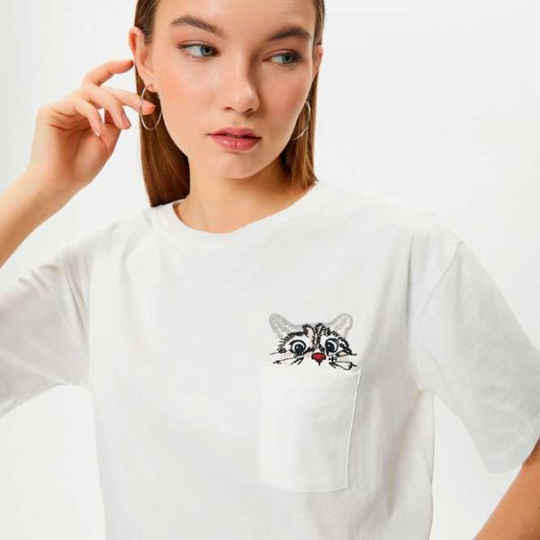 Футболка для женщин Koton 4SAL10055IK 100% хлопок/ White photo 2