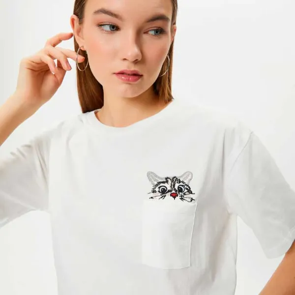 Tricou pentru femei Koton 4SAL10055IK 100% bumbac/ White photo 2 Tricou pentru femei Koton 4SAL10055IK 100% bumbac/ White photo 2