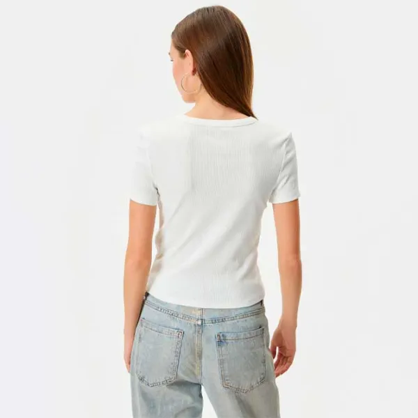 Tricou pentru femei Koton 4SAL10289IK 95% bumbac, 5% elastan/ Beige photo 2