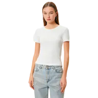 Tricou pentru femei Koton 4SAL10289IK 95% bumbac, 5% elastan/ Beige