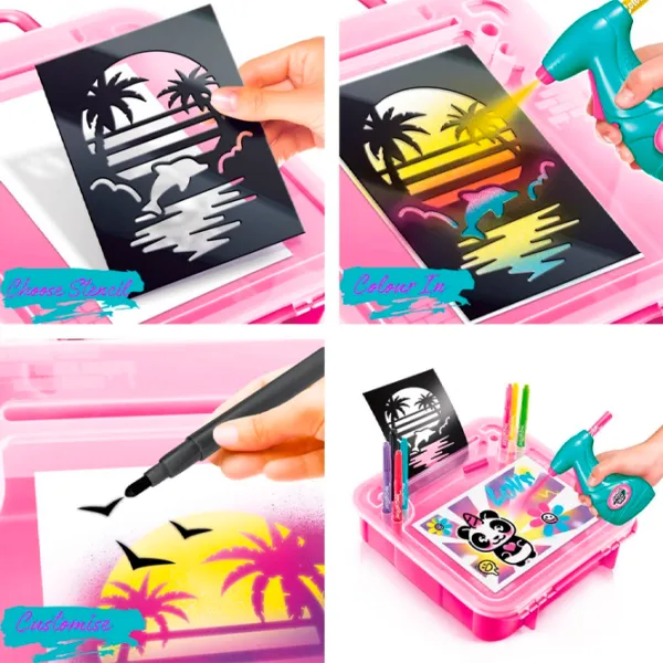 Set de creație Canal Toys Airbrush Art Activity Case AIR017CL 5+/ Multicolor Pink photo 4