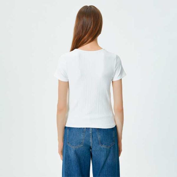 Футболка для женщин Koton 4SAK50016EK 89% полиэстер, 11% эластан./ White photo 2