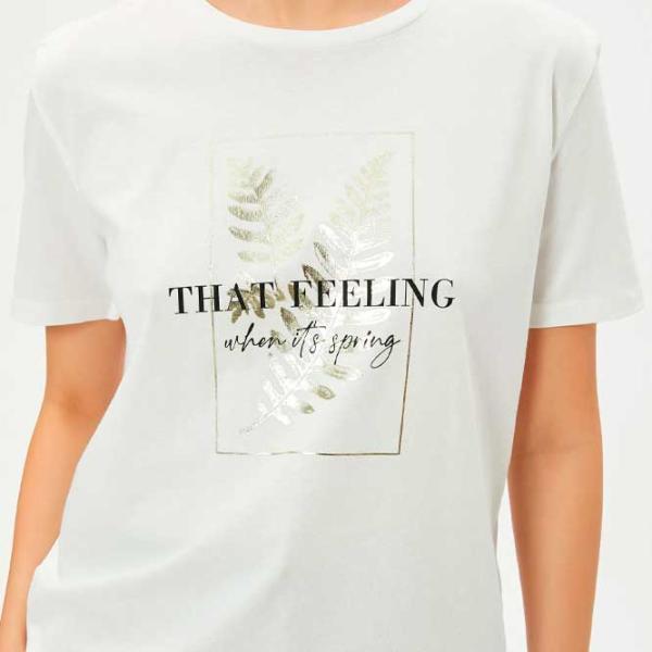 Футболка для женщин Koton 4SAK50089EK 100% хлопок/ White photo 2