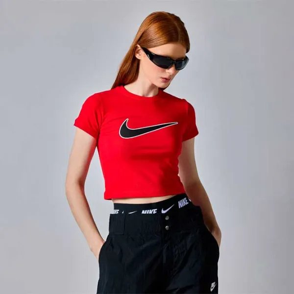 Футболка для женщин Nike W Nsw Tee Bby Sw 6% спандекс/ Красный photo 2