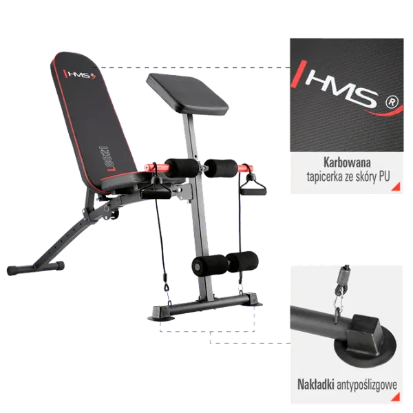 Bancă fitness HMS L8021 Antrenamente de forță/ Black photo 3
