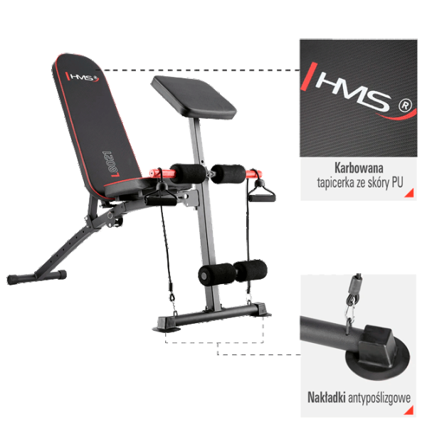 Bancă fitness HMS L8021 Antrenamente de forță/ Black photo 3