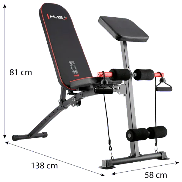 Bancă fitness HMS L8021 Antrenamente de forță/ Black photo 4
