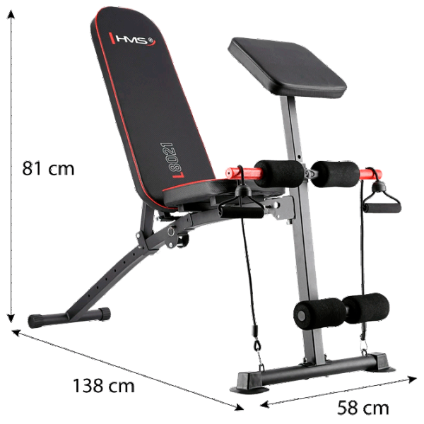 Bancă fitness HMS L8021 Antrenamente de forță/ Black photo 4