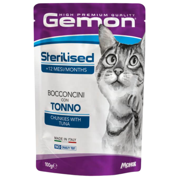 Корм для кошек влажный Monge Gemon Cat Pouch M30090 0.1 кг / Рыба, тунец photo 1 Корм для кошек влажный Monge Gemon Cat Pouch M30090 0.1 кг / Рыба, тунец photo 1